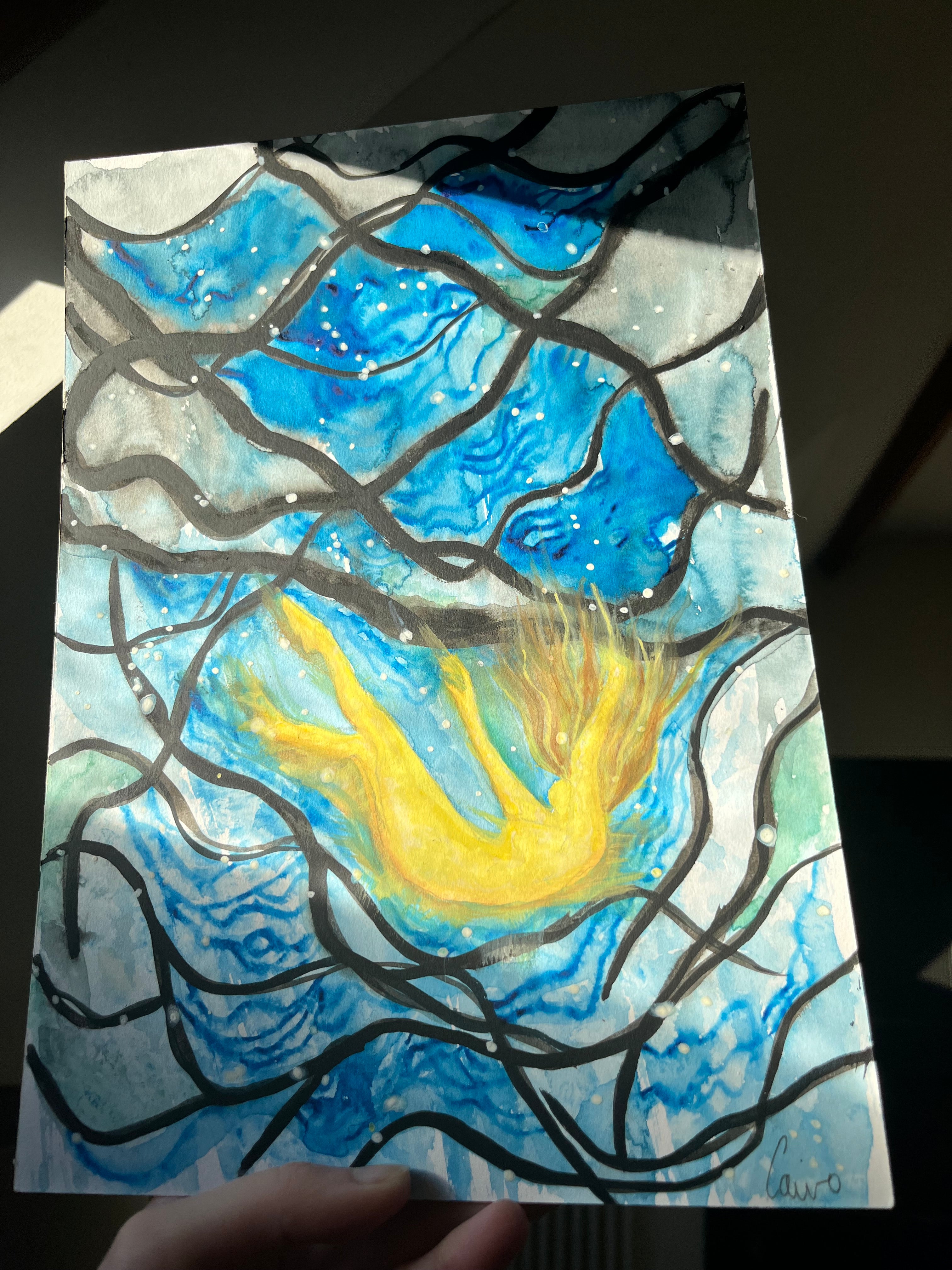 Original Spiritual Watercolour Painting – Falling Through Consciousness