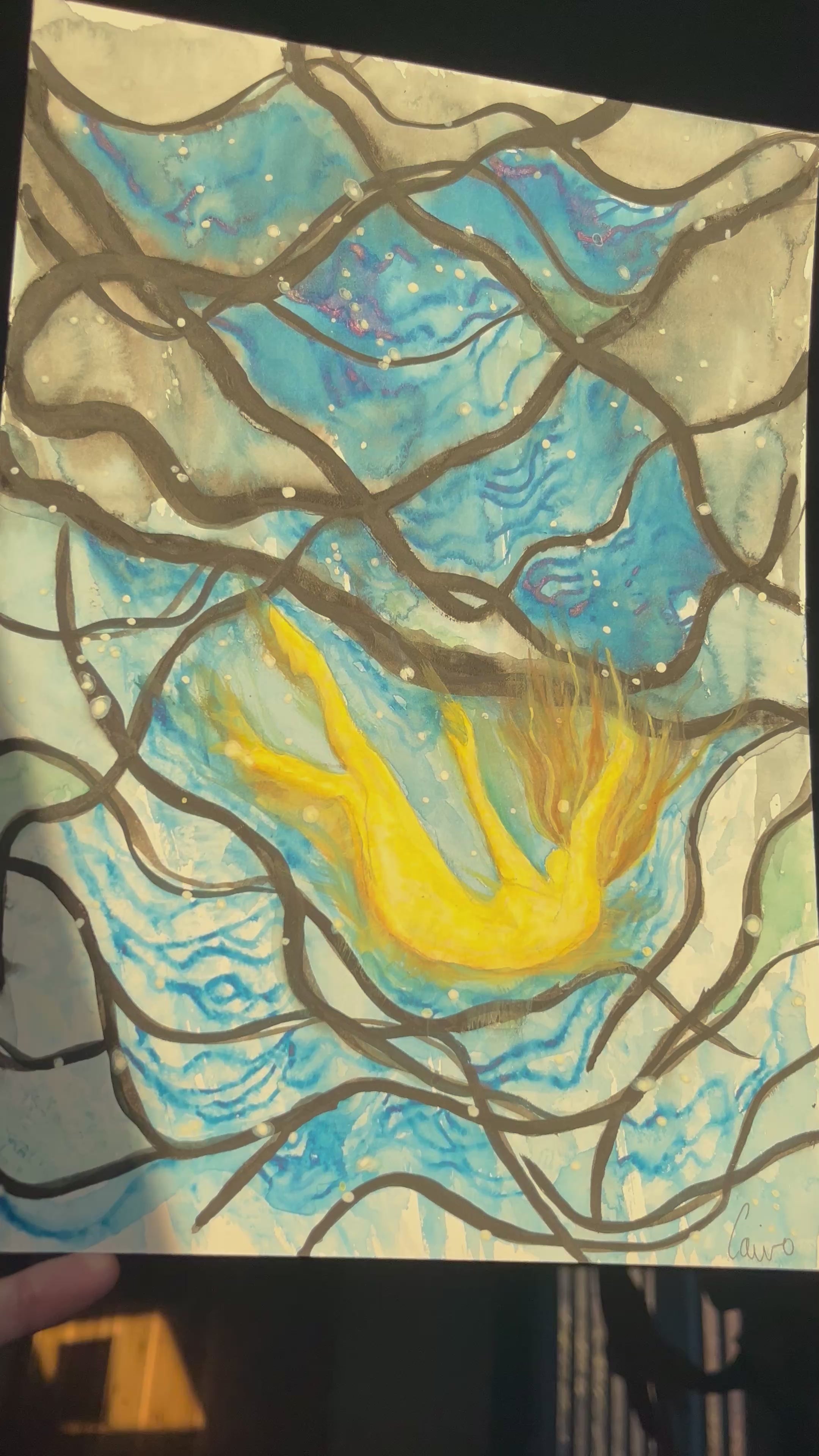 Original Spiritual Watercolour Painting – Falling Through Consciousness